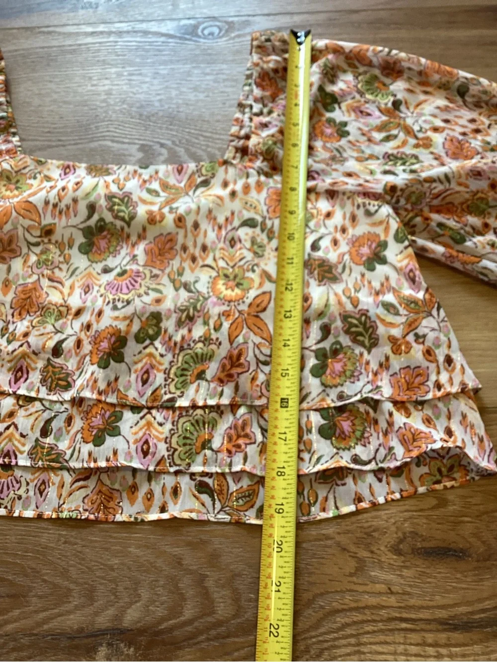 Pink Lily Orange‎ Floral Square-Neck Peasant Blouse